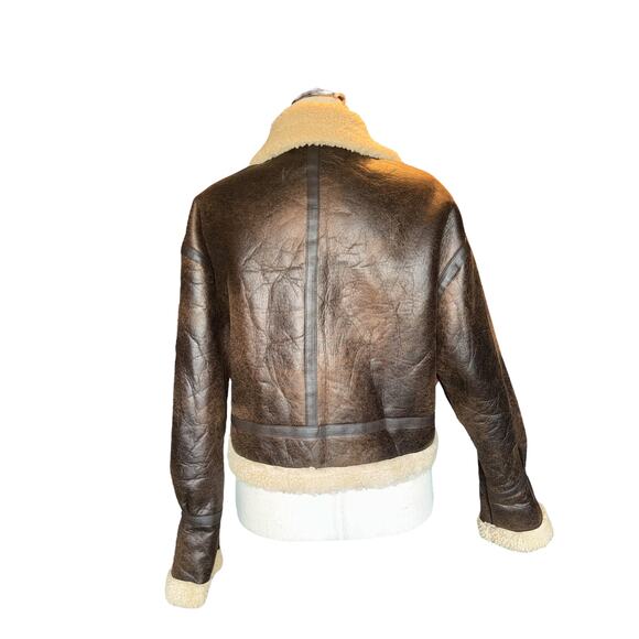 Commense Brown Faux Shearling Oversize Flight Jacket | Size M | NWT - Picture 3 of 9